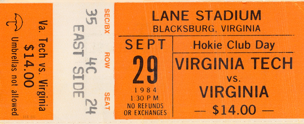 1984 Virginia Cavaliers at Virginia Tech Hokies Print