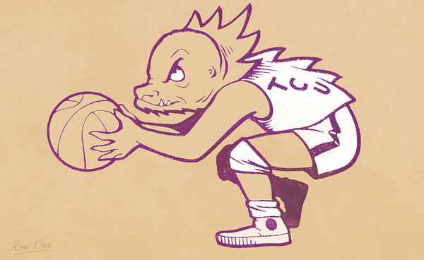 1950s TCU Horned Frog Basketball Cartoon Print