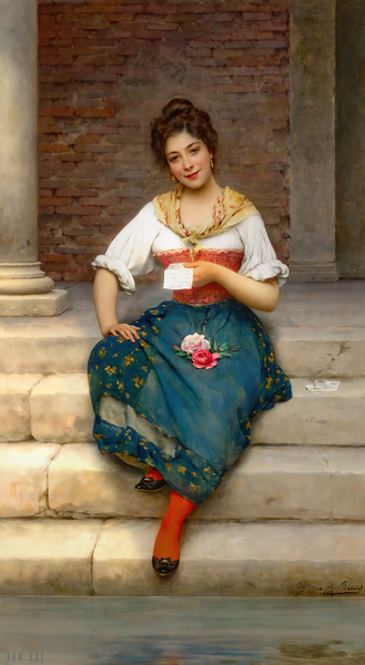 Beautiful 1902 Art: The Love Letter  Print