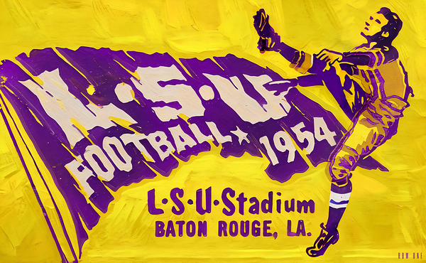 1954 LSU Football Ticket Art Remix Print