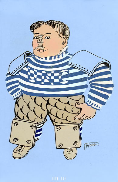 Early 1900s UNC Tar Heel Football Player Art  Print