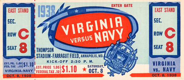 1938 Virginia Cavaliers at Navy Midshipmen Print
