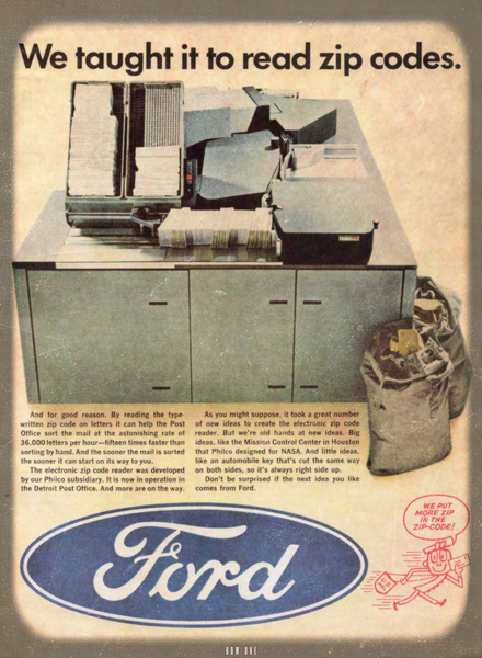 1966 Ford Zip Code Reader Post Office Ad  Print