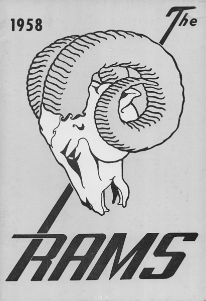 1958 Rams Black and White Art Print