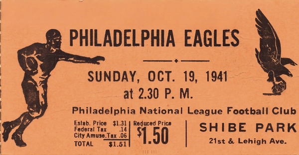 1941 Philadelphia Eagles Ticket Art | Row One Brand Print