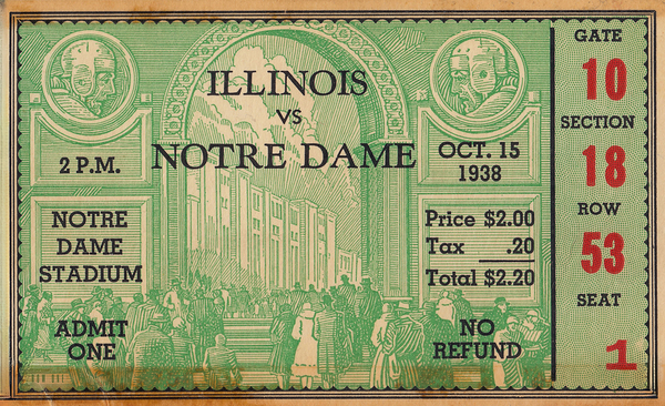 1938 Illinois Fighting Illini at Notre Dame Fighting Irish Print