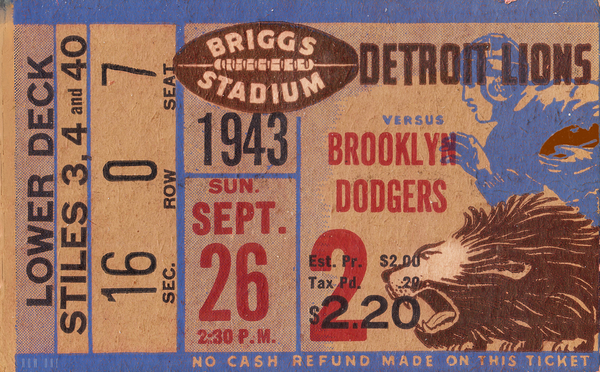 1943 Brooklyn Dodgers at Detroit Lions Print