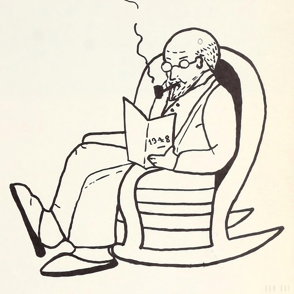 1948 man in rocking chair art Print