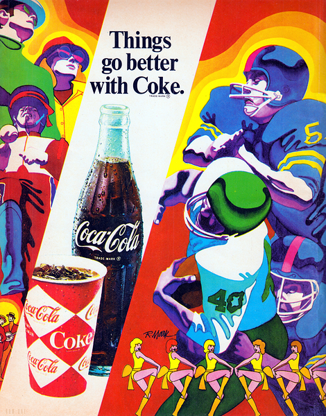 1969 Coke Football Ad Print