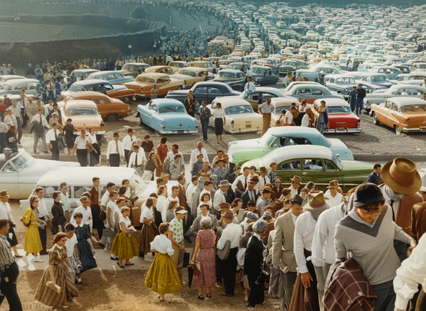 1950s Arkansas Razorback Football Game Day Print