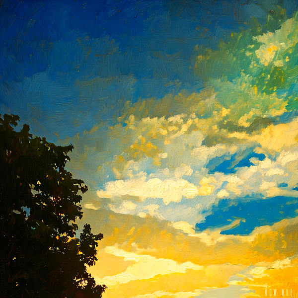 Yellow Sunset and Clouds Print