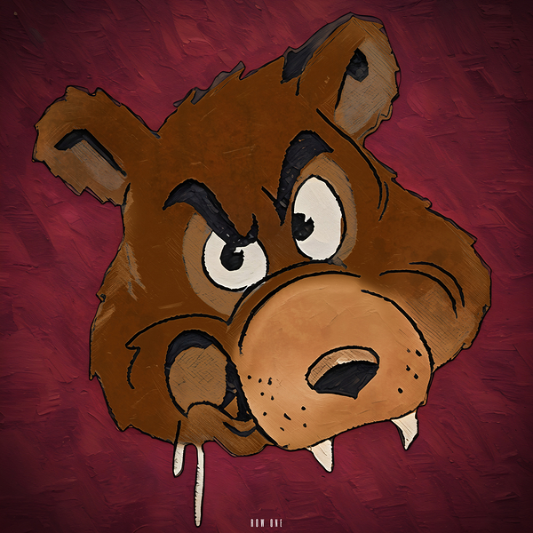 1940s Montana Grizzly Cartoon Art Print
