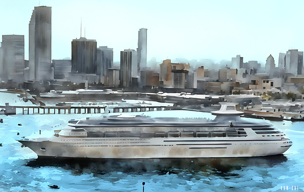 1980s miami cityscape art Print