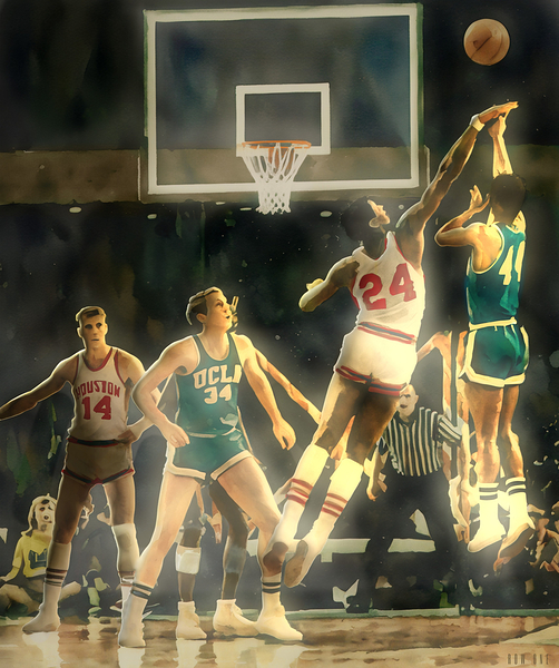 1968 Houston vs. UCLA Basketball Art Print