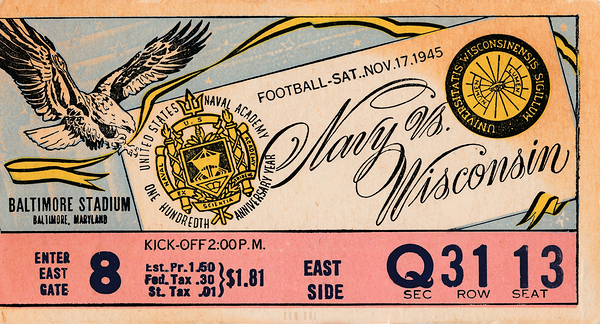 1945 Wisconsin Badgers at Navy Midshipmen Print