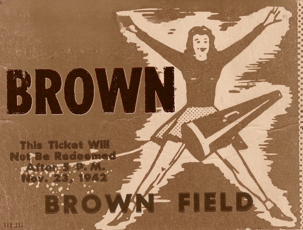1942 Brown Football Ticket Remix Art Print