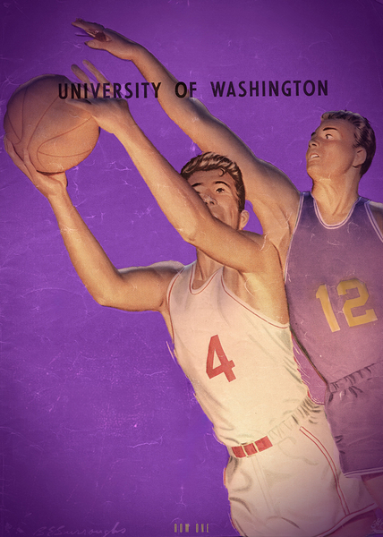 washington huskies basketball cover art Print