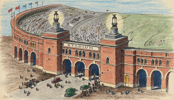 1920s Football Stadium Art Remix Print