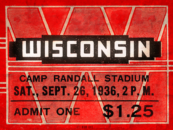 1936 Wisconsin Badgers Ticket Remix Art II  Print