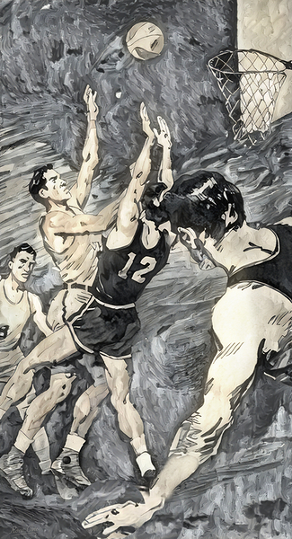 1949 Basketball Flip Shot Print