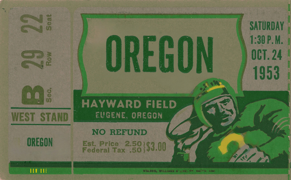 1953 Oregon Ducks Football Ticket Remix Art  Print