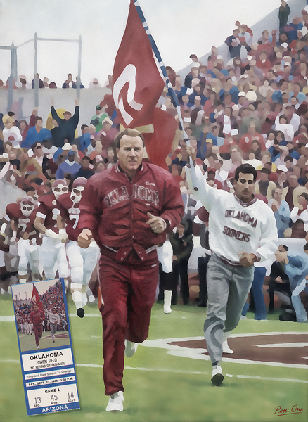 1988 Oklahoma Football Ticket Barry Switzer Art Print