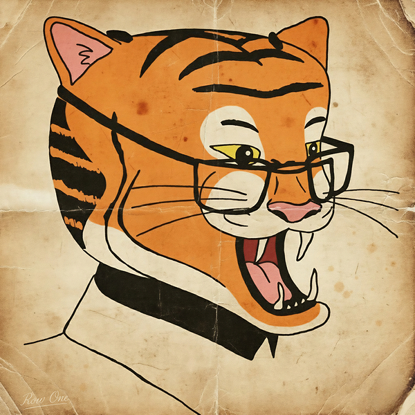 1950s Tiger in Glasses Print