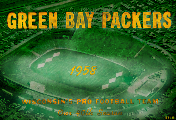 1958 green bay packers football art remix Print