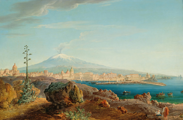 1834 bay of catania mt etna art  Print
