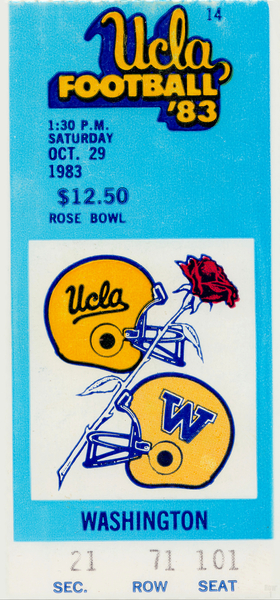 1983 Washington vs. UCLA Football Ticket Canvas Art Print