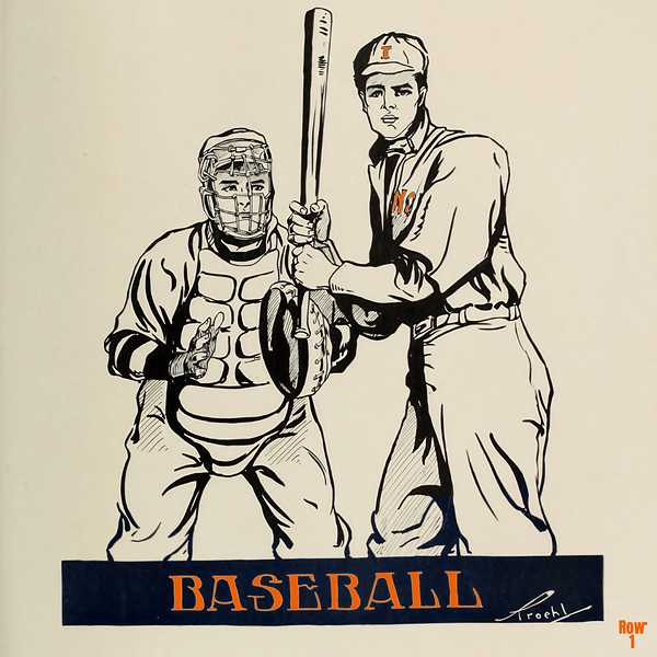 Early 1900s Illinois Illini Baseball Art  Print