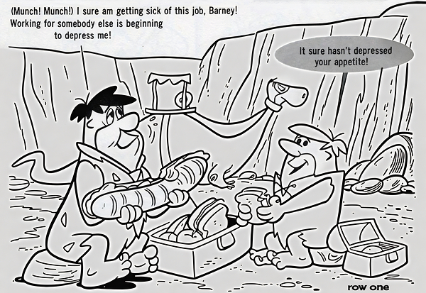 Fred Flintstone and Barney Rubble Eating Lunch Print