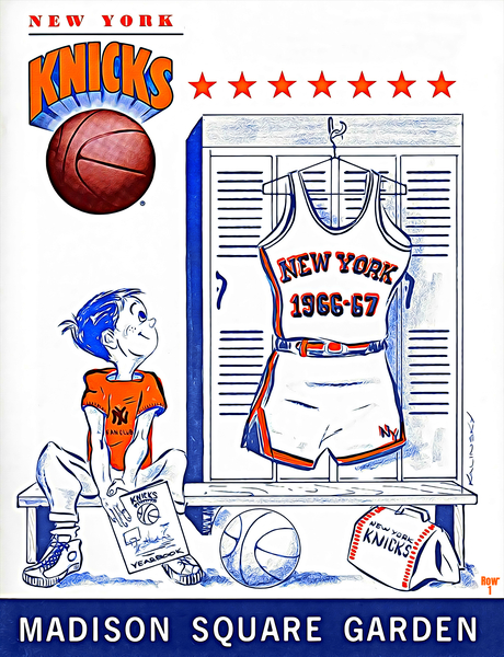 Vintage New York Knicks Art by George Kalinksy  Print
