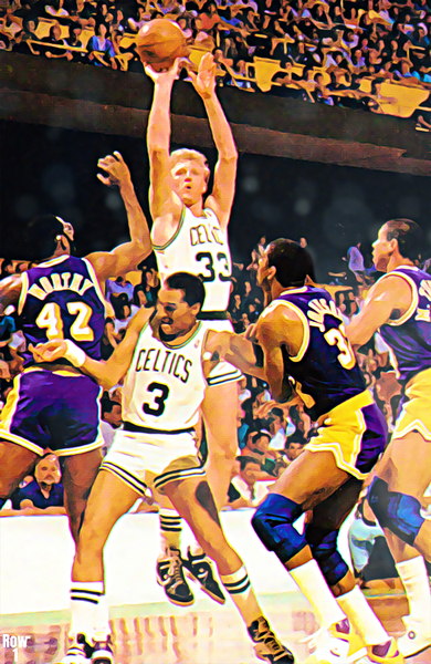 larry bird celtics lakers art Print