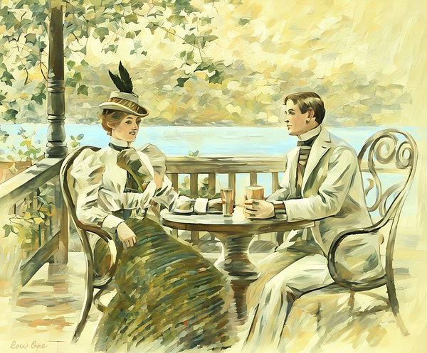 late 1800s porch scene Print