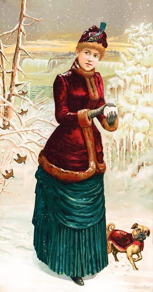 late 1800s woman in snow Print