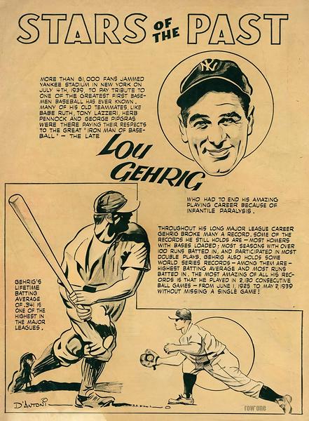 Lou Gehrig Cartoon Art Print