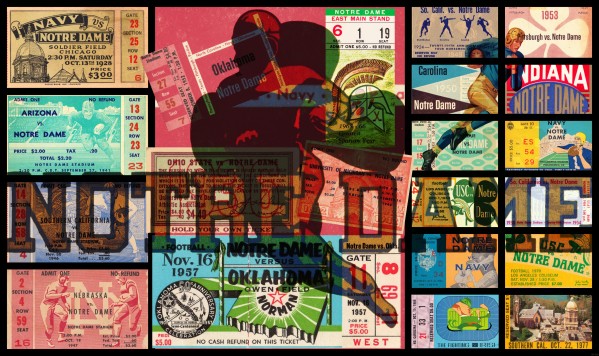 Notre Dame Football Ticket Stub Collage Print