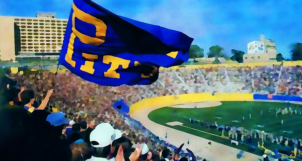 1980s pitt panthers football gameday watercolor art Print