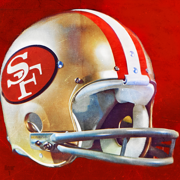 San Francisco 49ers Throwback Helmet Art by Row One Brand Wall Art