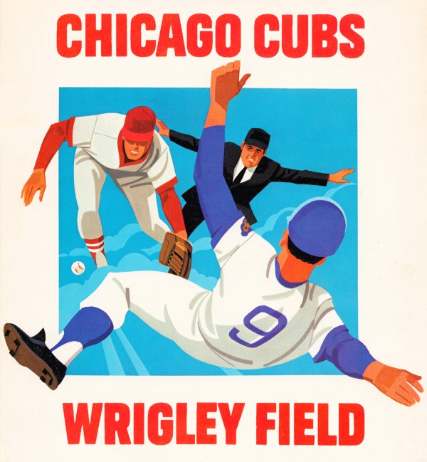 retro remix chicago cubs baseball wooden sign Print