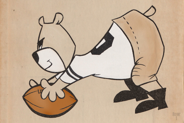 Retro Sixties Cartoon Bear Football Art Print
