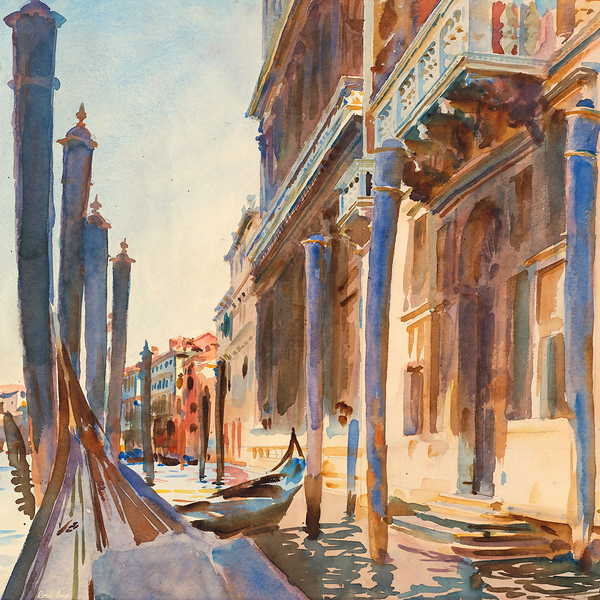 sargent gondola moorings on grand canal Print