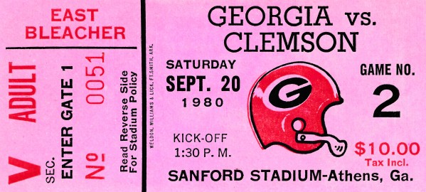 university of georgia college football ticket stub print on wood Print