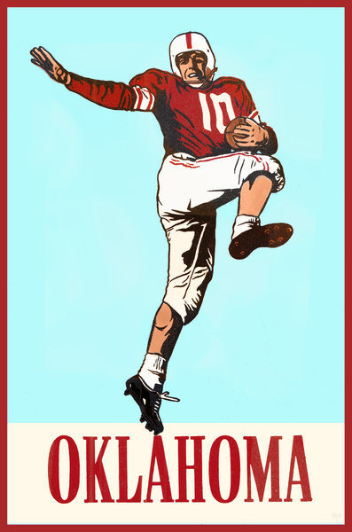 Vintage Oklahoma Football Player Art Print