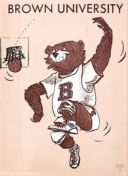 Vintage Brown Bear Basketball Cartoon Art Print