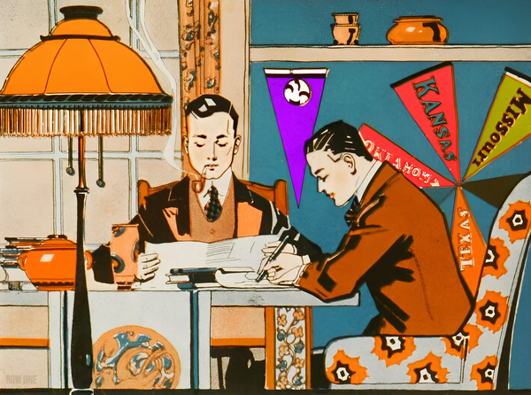 Vintage College Students and Collegiate Pennants Print