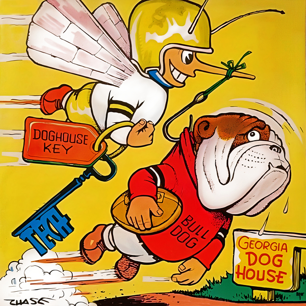 1957 Georgia Tech vs. Georgia Cartoon Art Print