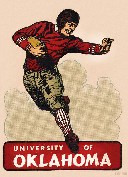 Vintage University of Oklahoma Football Player Print