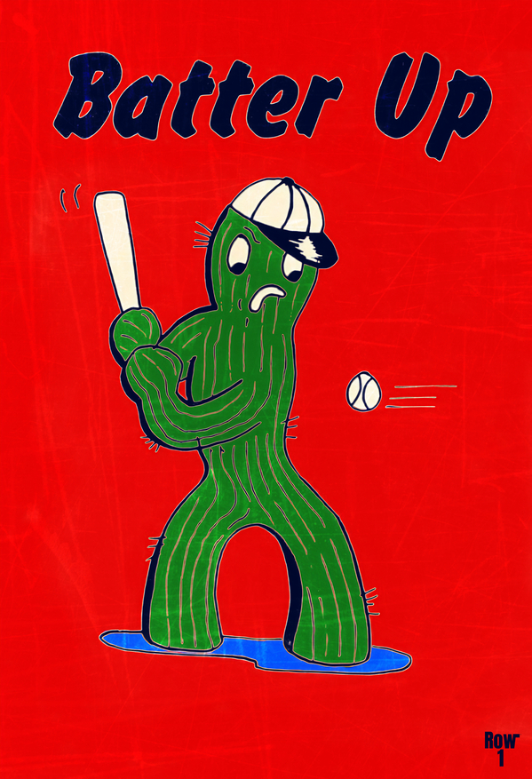 arizona batter up cactus baseball art Print